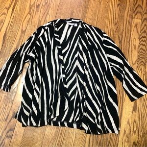 Chico’s Travelers Zebra Print Open Front Cardigan size 3